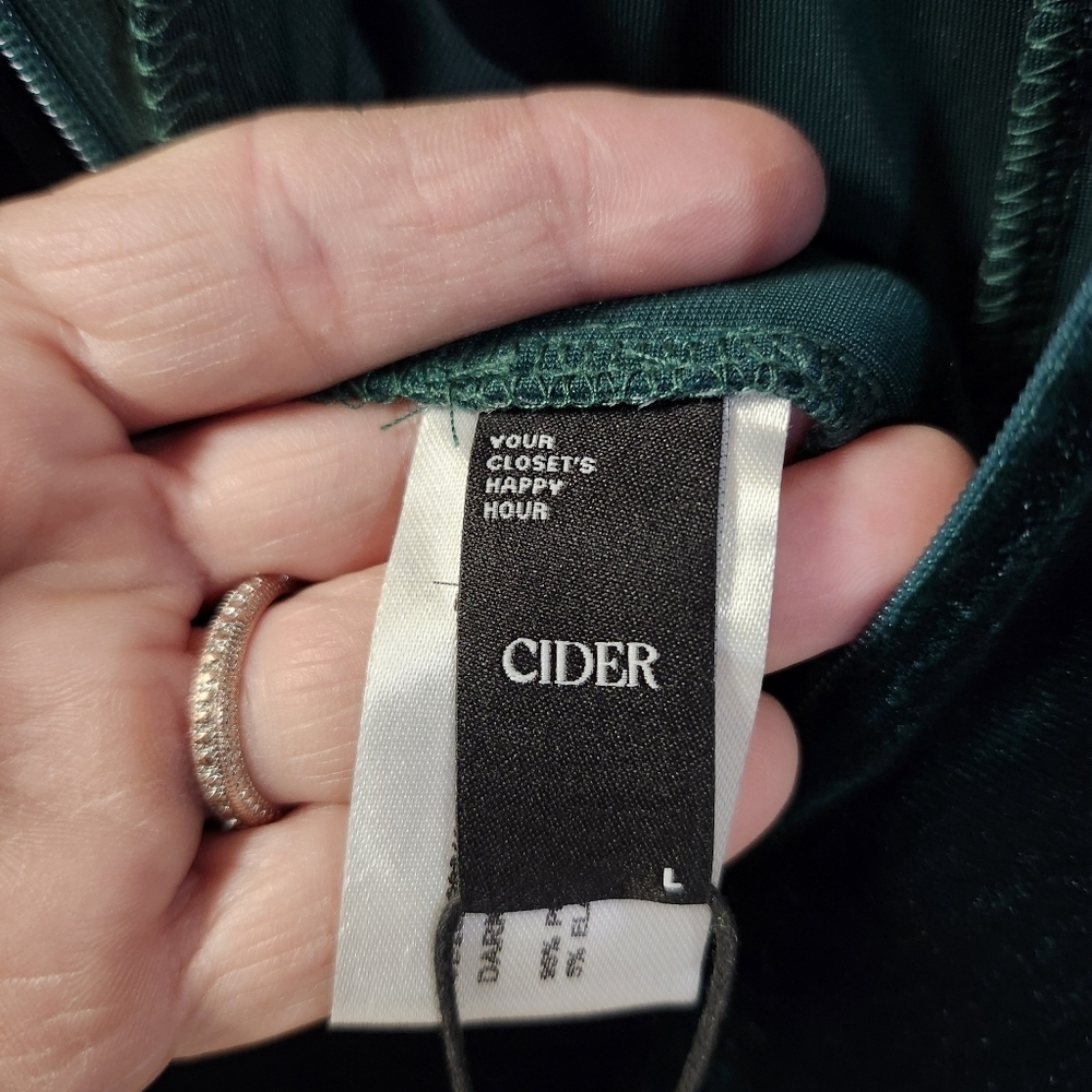 CIDER Women's Velvet Off-shoulder Solid Ruched Jumpsuit Sz L - Picture 5 of 7